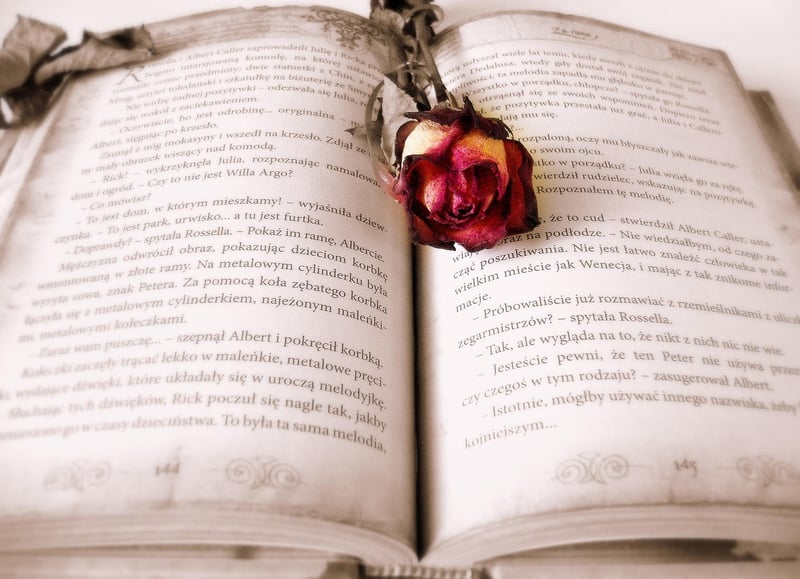 Vintage books on a rustic table